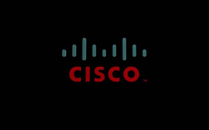 Cisco logo on a black background.